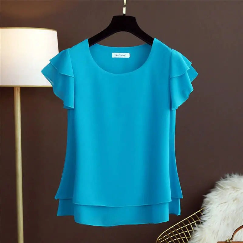 Fashion Brand Summer Oversized Loose and Thin Casual Blouse Top Short