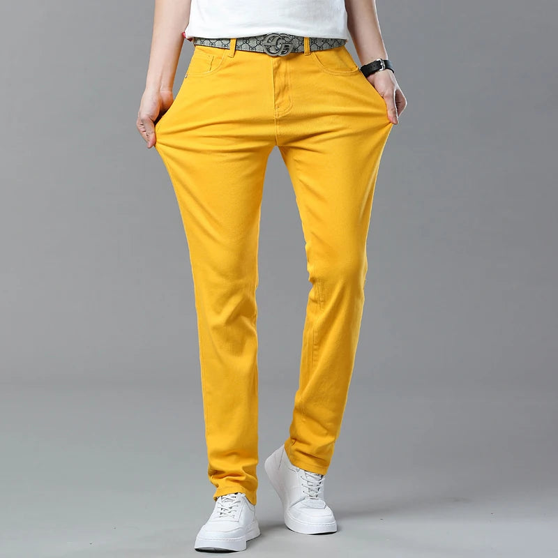 Spring New Men's Casual Jeans Fashion Korean Elastic Cotton Denim