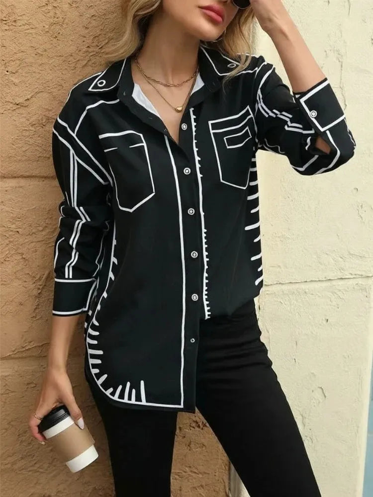 Fashion Printed Ladies Shirts New Chic Women Blouses Spring Summer