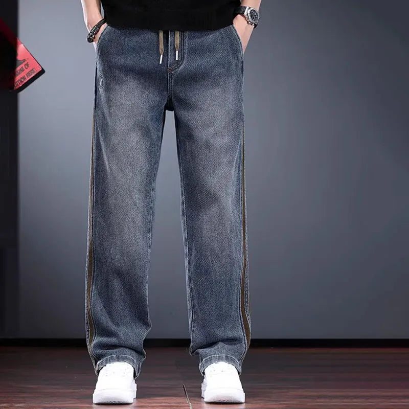 Korean Men'S Jeans Fashion Casual Pants Retro Men'S Straight Leg Pants