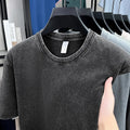 American Style Retro Heavyweight Solid Color Short Sleeved T-shirt Men