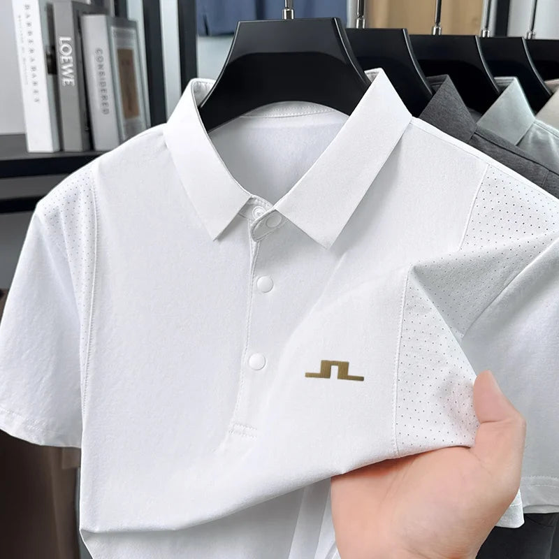 Designer Original New Men's Short-Sleeved Polo Shirt Lapel Button