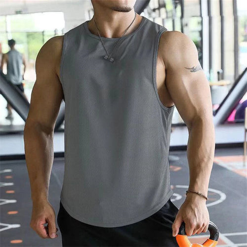 2024 new Men Tank Tops Sleeveless Shirt Polyester Mesh Material Quick