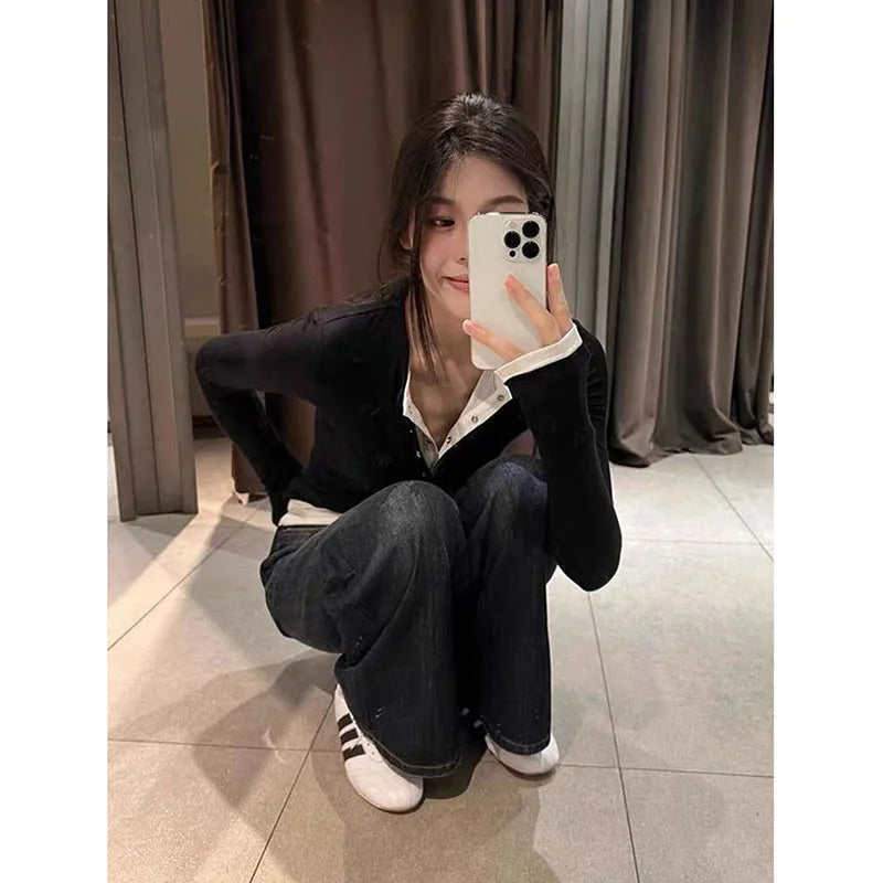 2026 Spring New Long Sleeve T-Shirt for Women Sexy Hot Girl Retro Fake