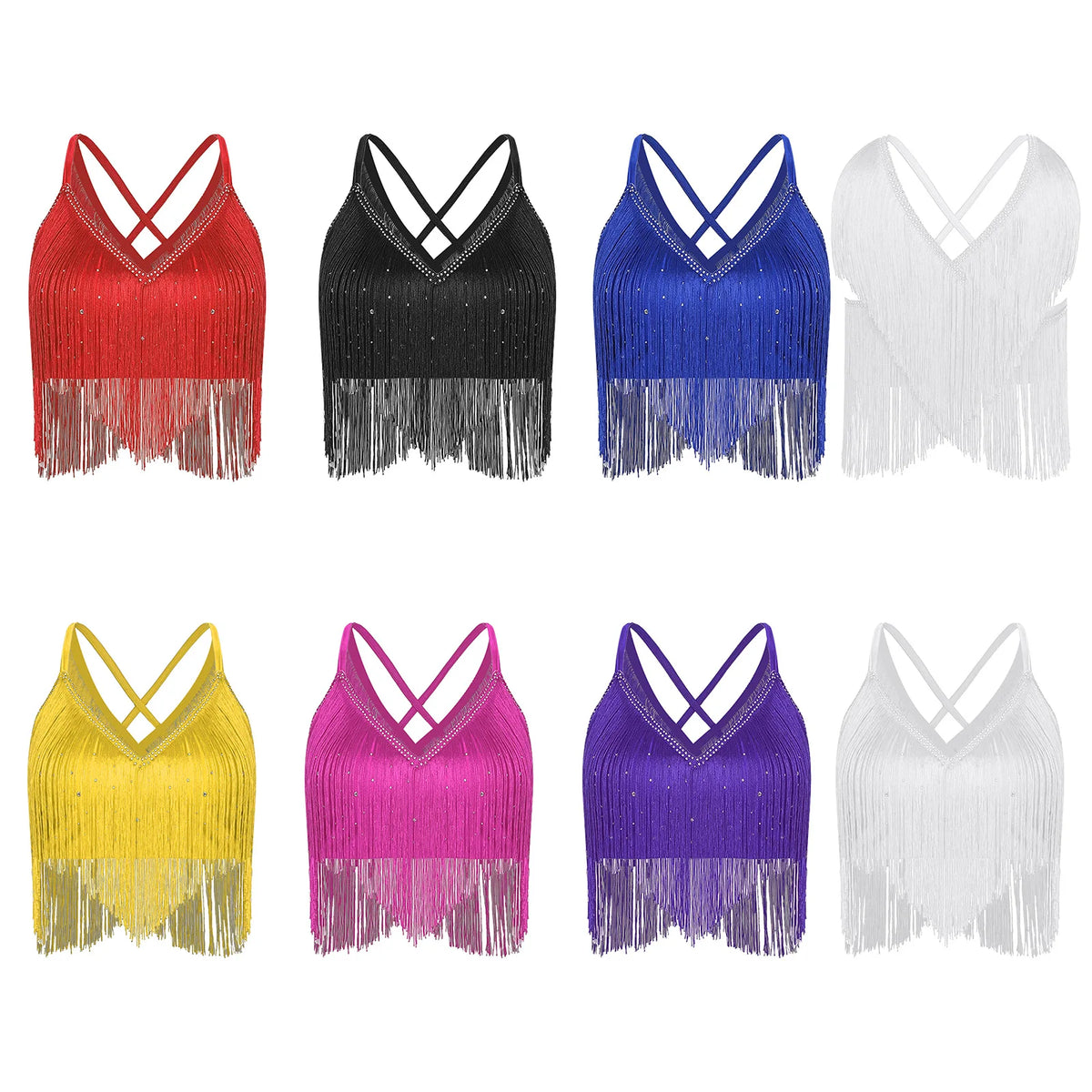 Womens Latin Cha-Cha Dance Performance Competition Costume V-Neck