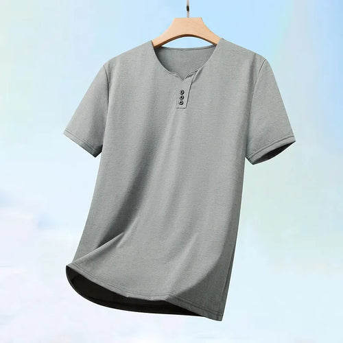 2026 New Men's Business Casual Three Button V-neck Short Sleeved