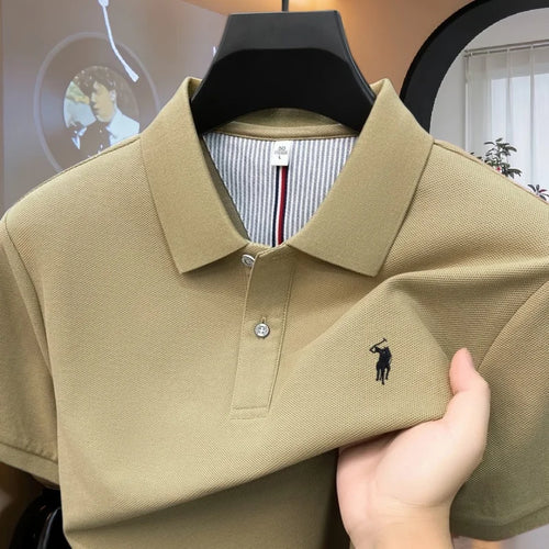 100% pure cotton high-end brand men's short sleeve polo shirt 2026