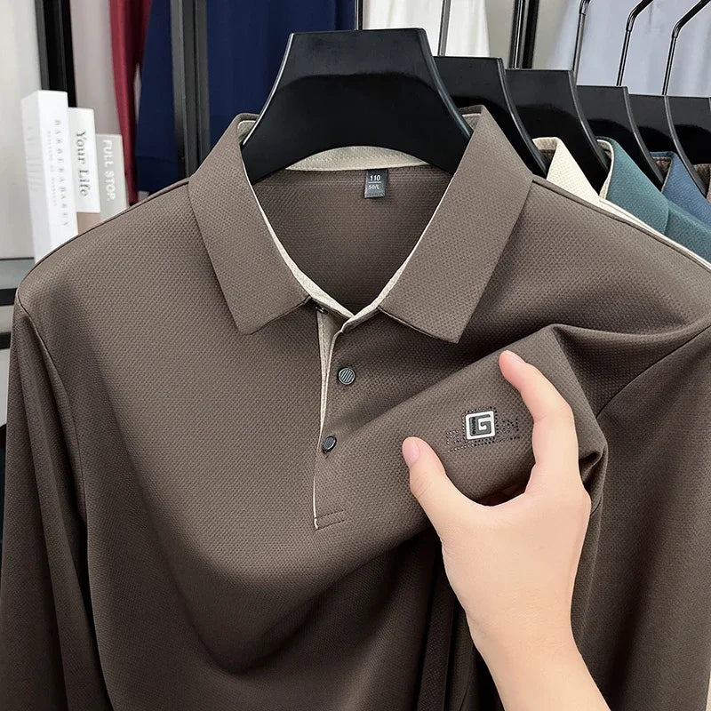 Men's 2026 Business Casual Short Sleeve Polo Shirt Solid Color with