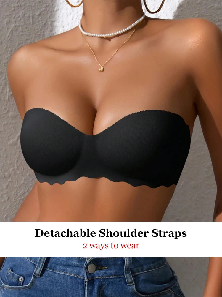 One-piece Seamless Women's Push Up Bra Removable Shoulder Straps