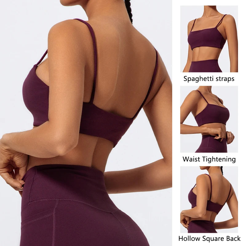 Summer Sling Yoga Bra Women Gym Workout Push Up Brassiere Female
