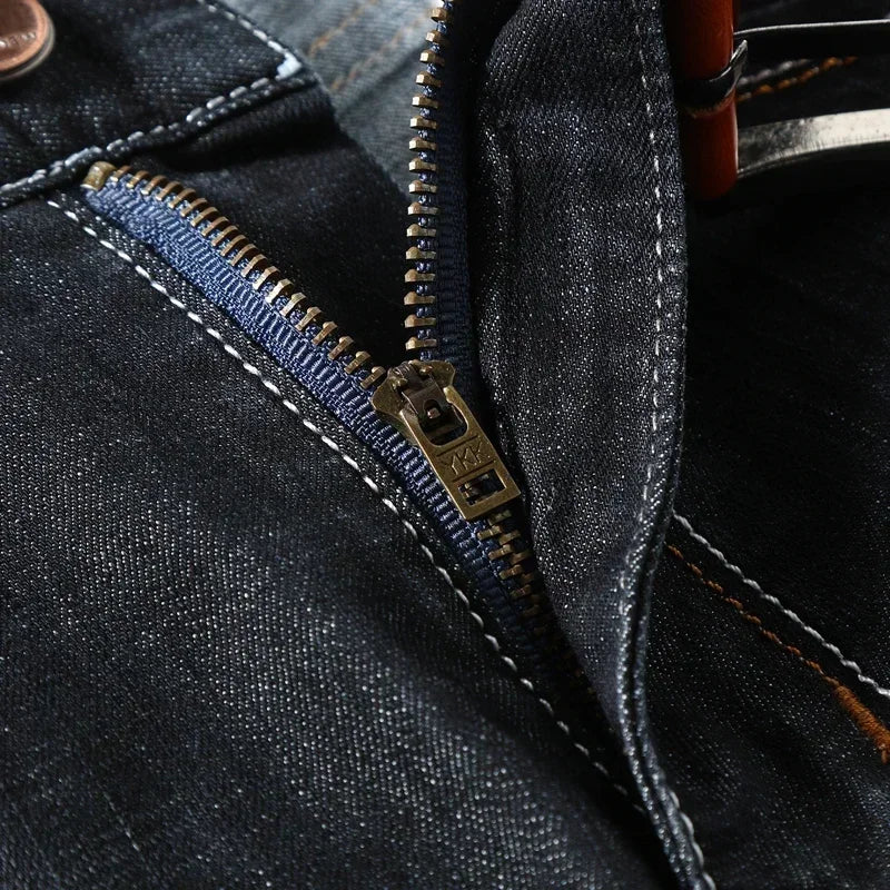 2024 Summer New Denim Shorts Black and Blue Men's Clothing Stretch