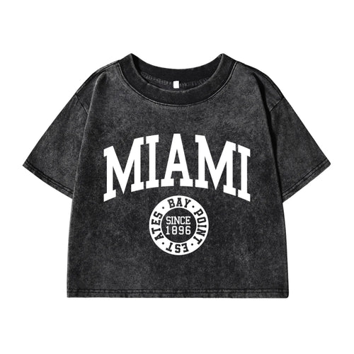Women'S Cotton Washed T-Shirts Summer Distressed Regular Fit Crop Tops