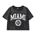 Women'S Cotton Washed T-Shirts Summer Distressed Regular Fit Crop Tops