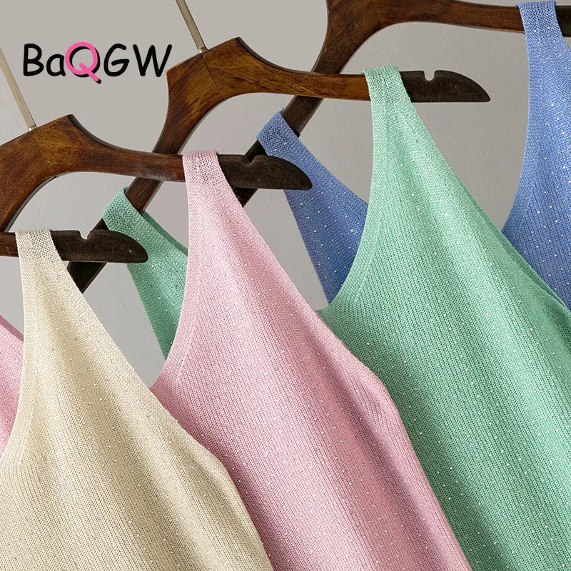 15 Colors Sequined Patchwork Women Sleeveless Bright Tank Tops Sexy