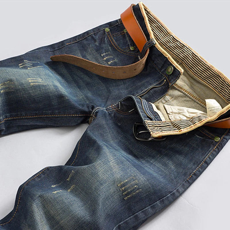 2025 Casual Jeans Men Business Straight Jeans Stretch Denim Pants