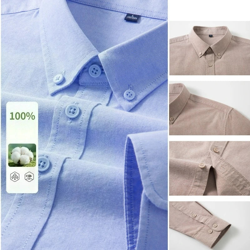 Men's 100% Cotton Oxford Shirt - Breathable Sweat-Wicking Button Down