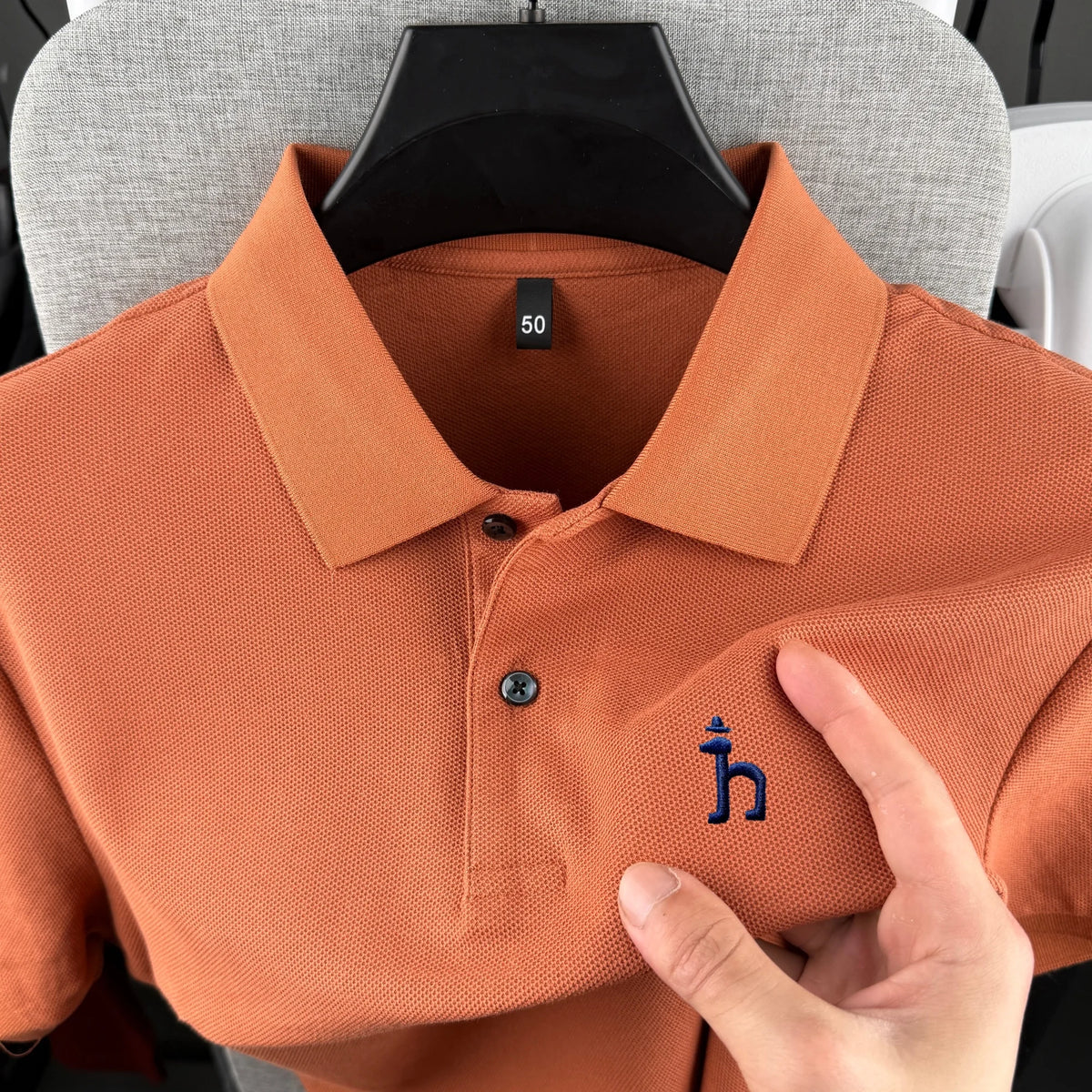 100% pure cotton high-end brand men's short sleeved polo shirt summer