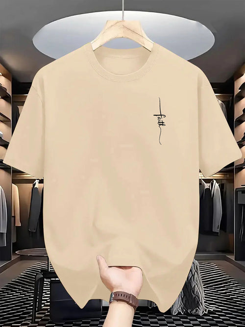 100% pure cotton men's casual loose fashion faith pattern print
