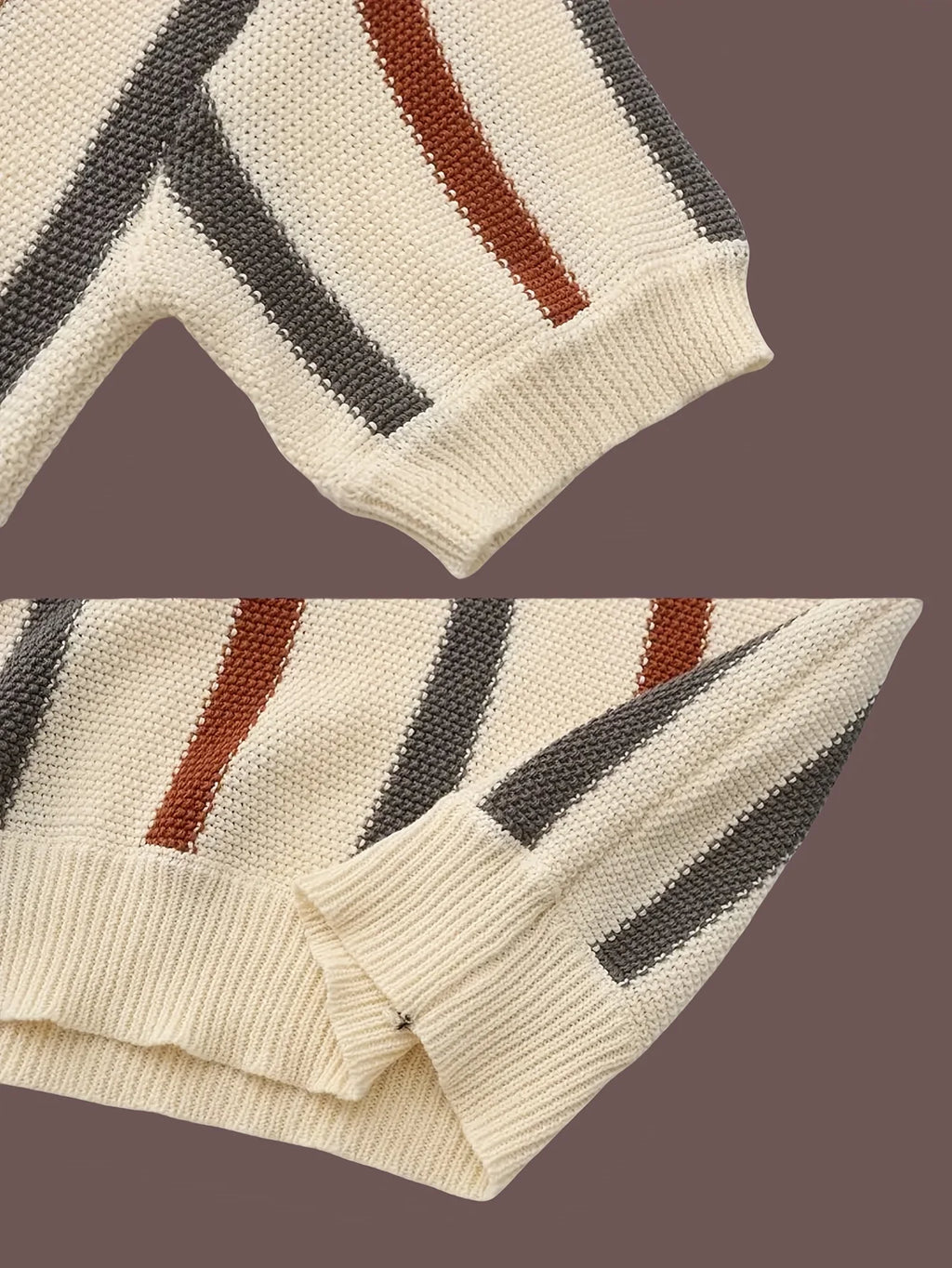 Men's New Summer Striped Sheer Design Knitted Crew-Neck Sweater -