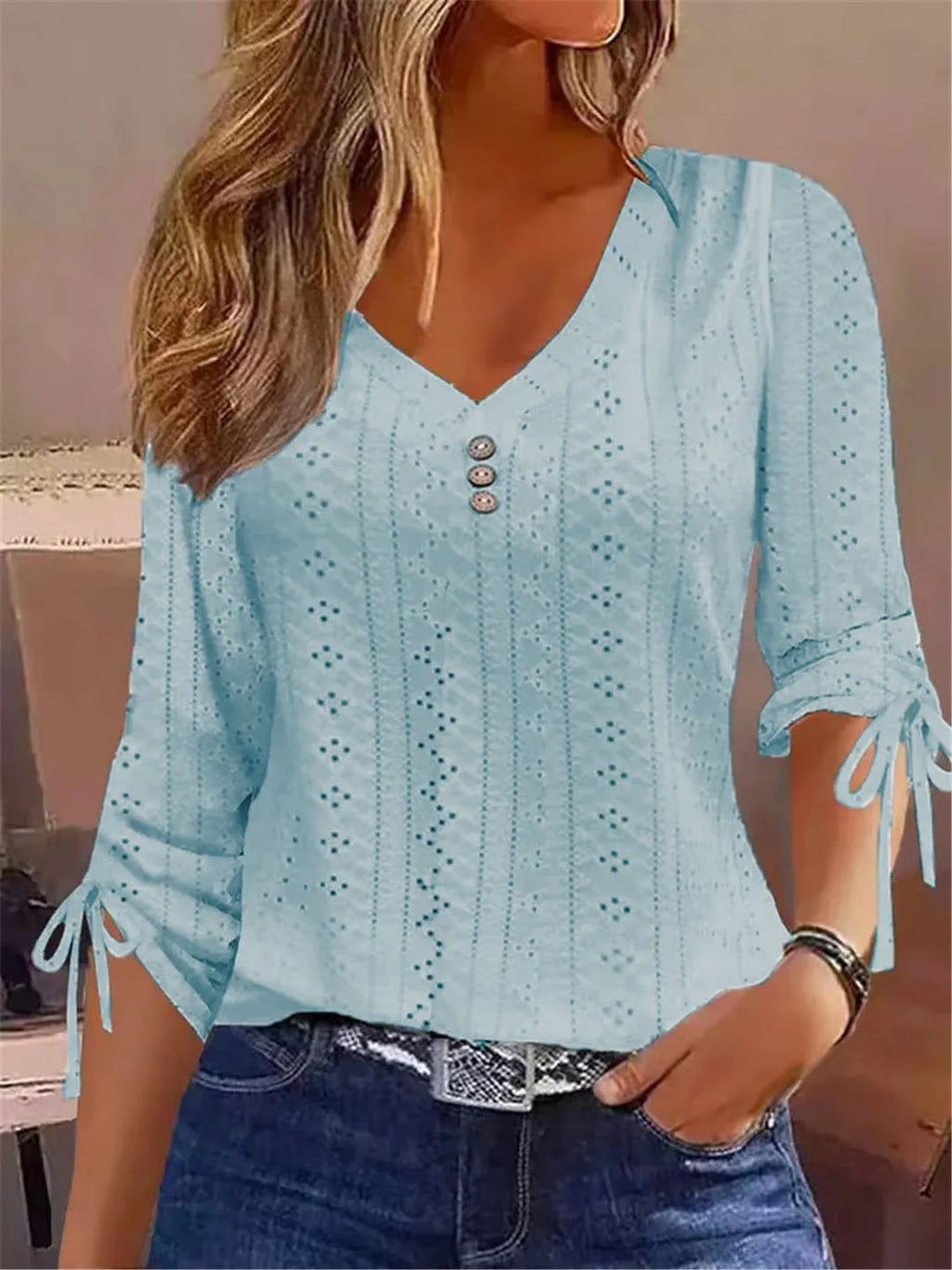 Solid Lace Shirt Tops Women T Shirt Clothing Spring Autumn Basic