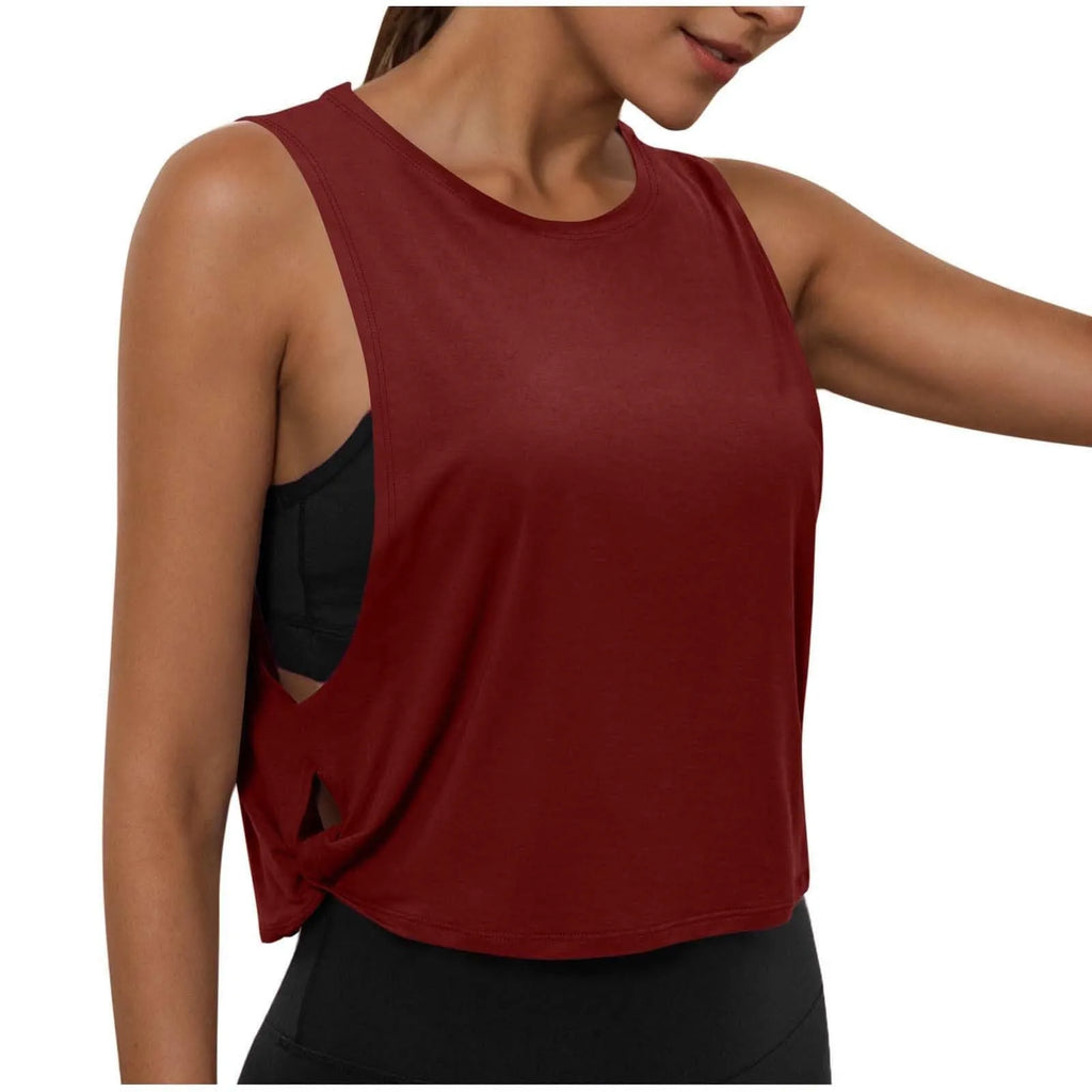 Women Sleeveless Yoga Tops Running Short Tank Crop Top Athletic Vest