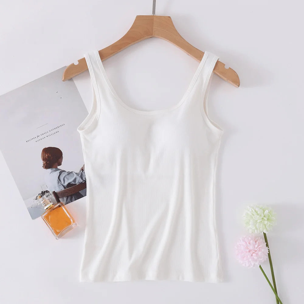 2023 New Summer Modal Vest Crop Top with Cups Pad Women's Bra One