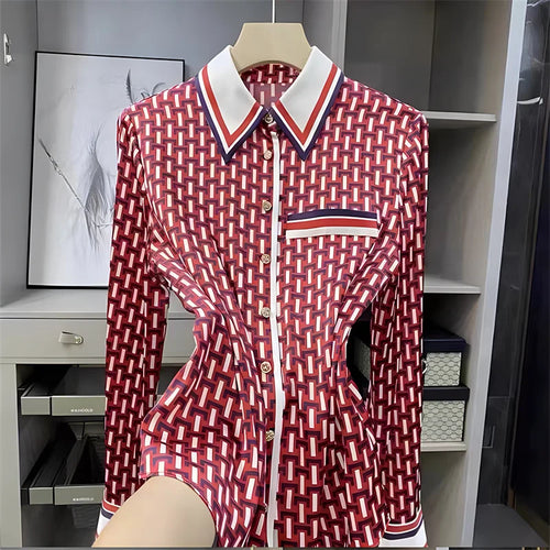 FANIECES S-4XL Ropa De Mujer Female Red Plaid Printed Blusas Shirt