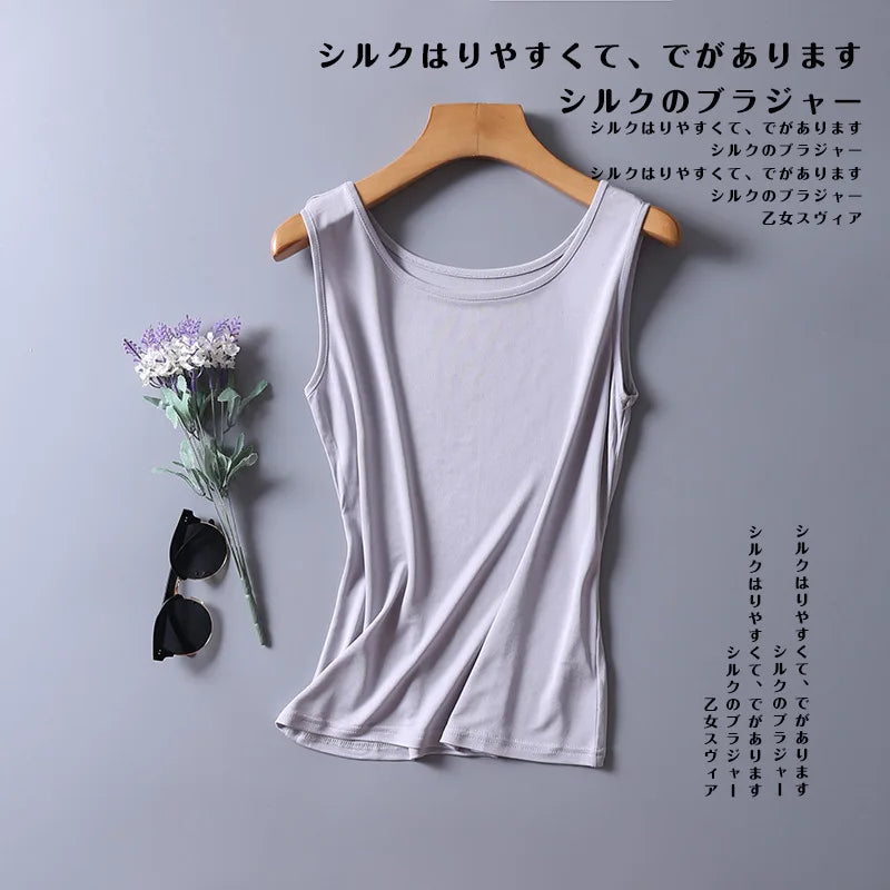 NEW 100% Natural Mulberry Silk Strap Top Women High Quality  Solid