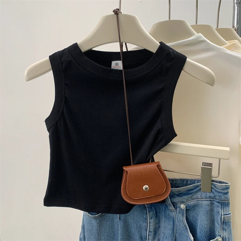 2026 Tank Top for Women Ribbed Down Sleeveless Blouse Solid Color