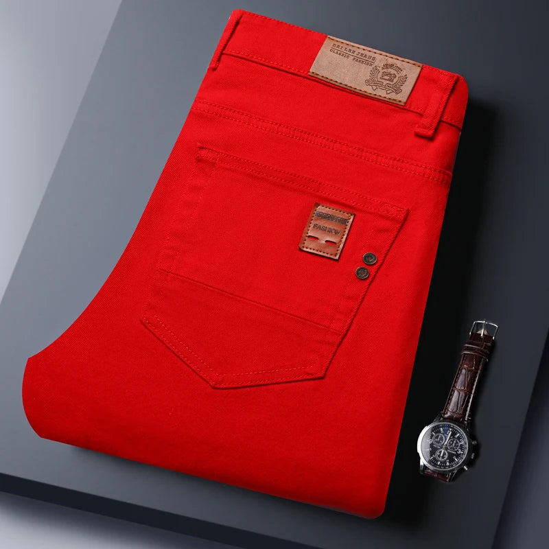 Spring Autumn Men's Fashion Brand Slim Fit Jeans Stretch Comfortable