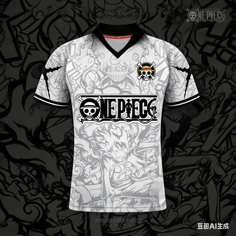 2026 One Piece Luffy Anime T-Shirt Vintage Baseball Jersey Style Men