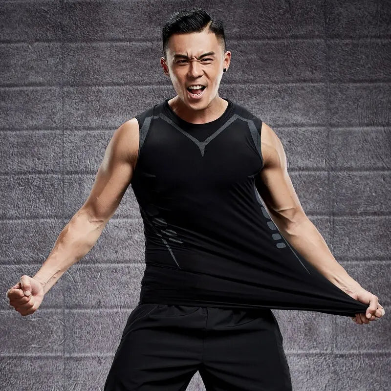 Sports Vest Men's Running Short-sleeved Quick-drying Sleeveless Ice