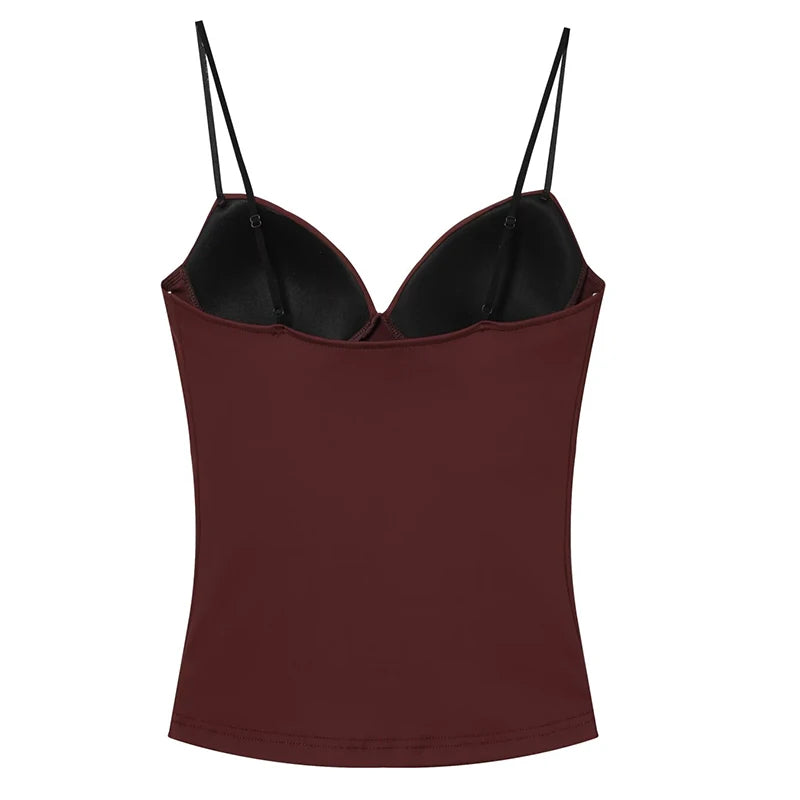 HXAO Sleeveless Crop Tops For Woman Corset Camisole Brown Top Women
