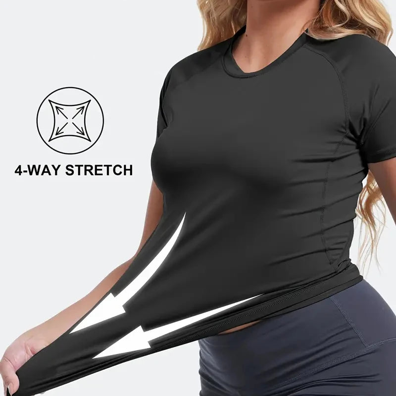 Women's Compression Shirt Short Sleeve Athletic Yoga Running T-Shirt