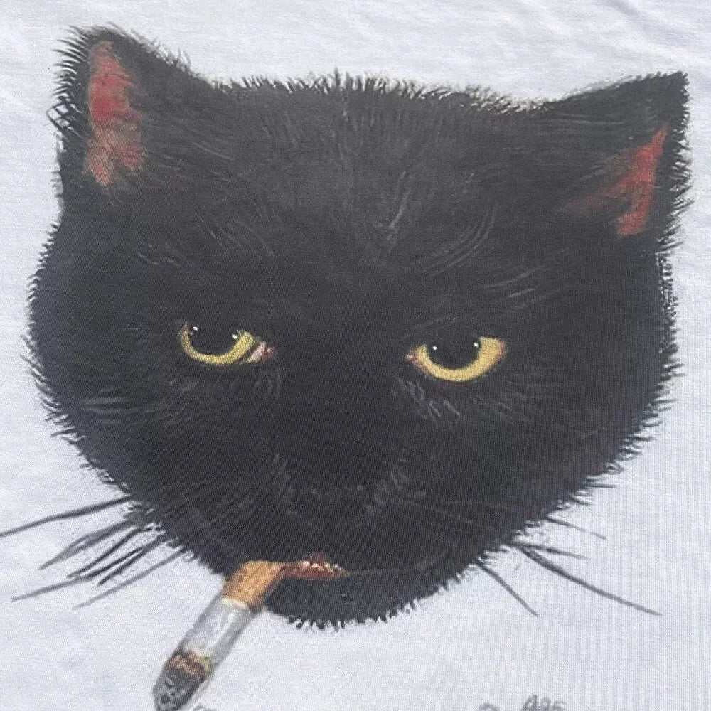 Y2k Smocking Cat Graphic Print Punk 90s Grunge Retro Rock Hip-hop