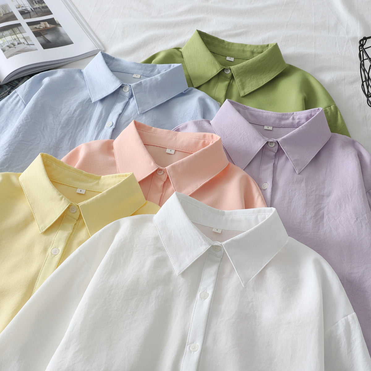 2025 New Simple Women's Shirts Long Sleeve Loose Fit Soft Casual Shirt