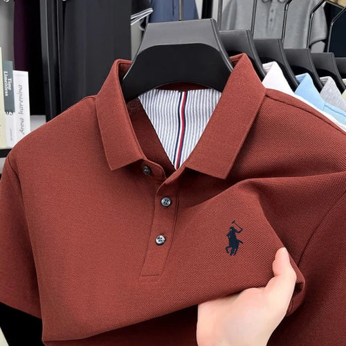 100% pure cotton 2026high-end brand men's short sleeve polo shirt