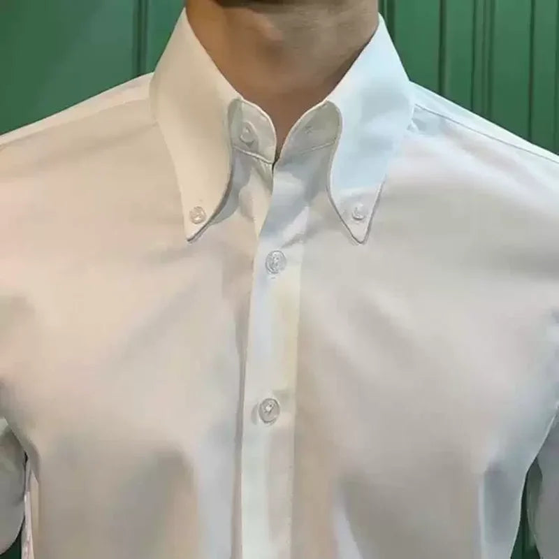 Plus Size 6XL-M Luxury Solid Color Big Neck Shirts For Men High