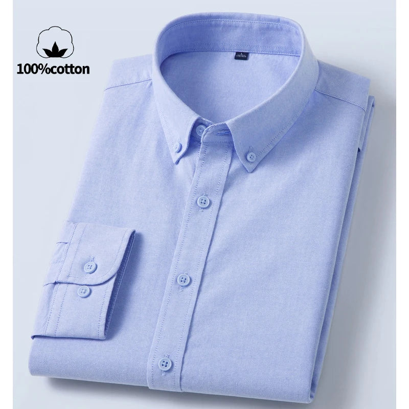 Men's 100% Cotton Oxford Shirt - Breathable Sweat-Wicking Button Down