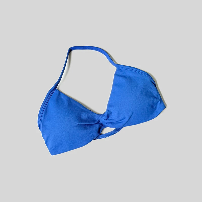 Women Halter Sports Bra Push Up Strappy Sexy Open Back Gym Crop Top