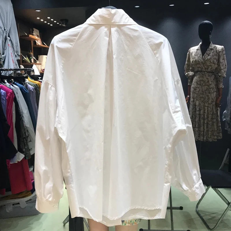 Spring Fashion Long Sleeve Shirt Pointed Collar Office Lady Blouse