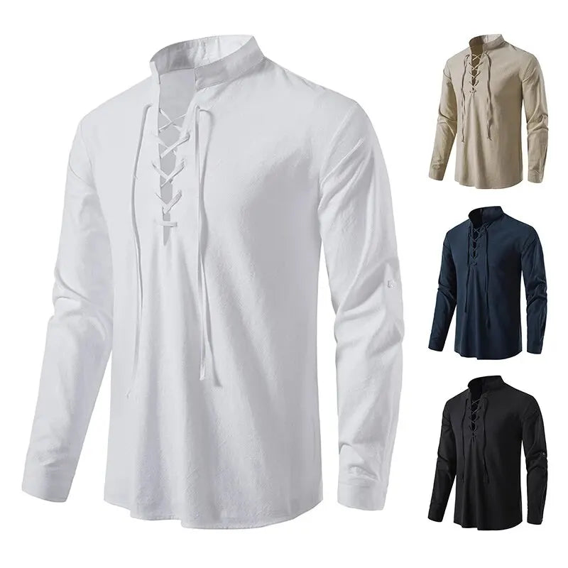 King Billion Men's Shirts Casual Men Cotton Linen Long Sleeve T-shirt