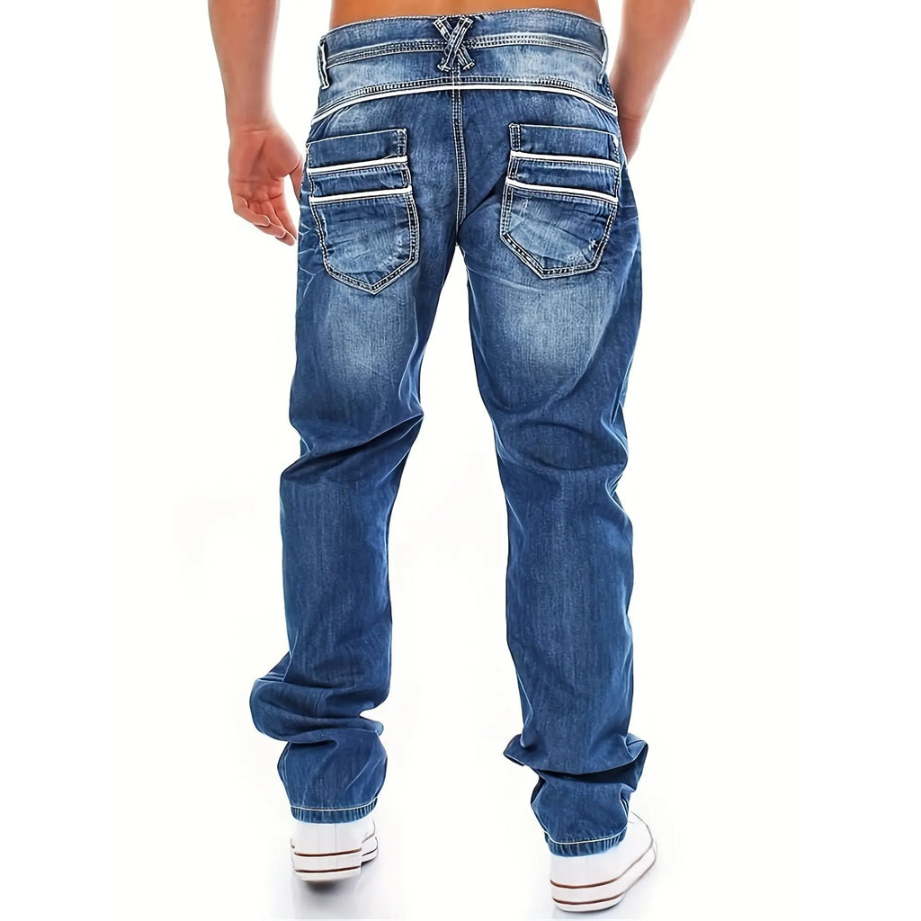 New Men's Retro Loose Casual Straight Leg Jeans Comfortable Classic