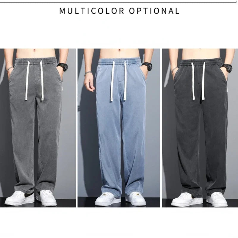 High Quality Summer Lyocell Fabric Men's Jeans Thin Straight Pants