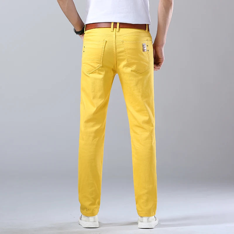 2024 Autumn New Men's Bright Stretch Fit Jeans Trendy Denim