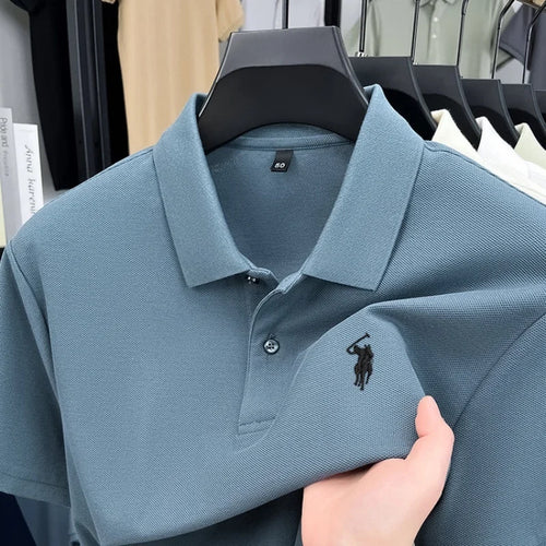 100% pure cotton high-end brand men's short sleeve polo shirt 2026