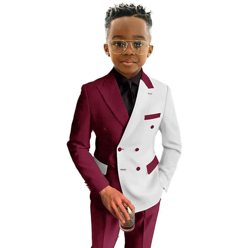 White and Royal Blue Boys Suit 2 Pieces Set Fashion Party Wedding