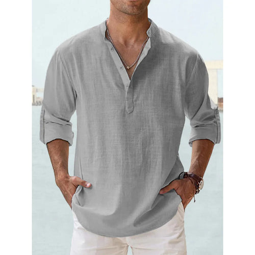 New Cotton Linen Shirts for Men Casual Shirts Lightweight Long Sleeve