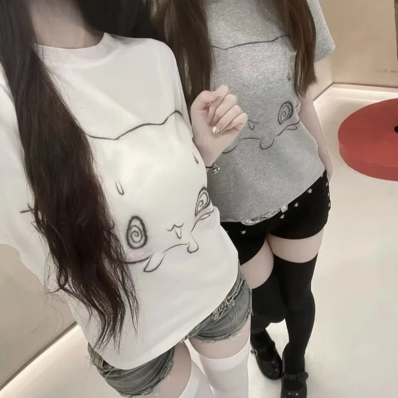 Japanese Oversized T Shirt Women Clothing Short Sleeve O-neck Cute