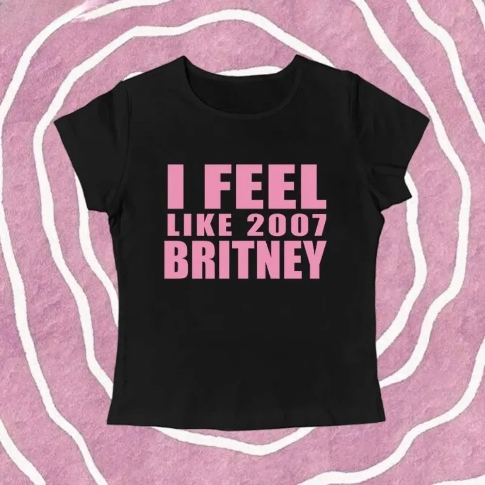 Y2K 2000s Vinage Crop Top Letter Print Casual Short Sleeve T-shirt